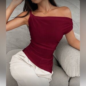 Elegant Off-Shoulder Burgundy Top